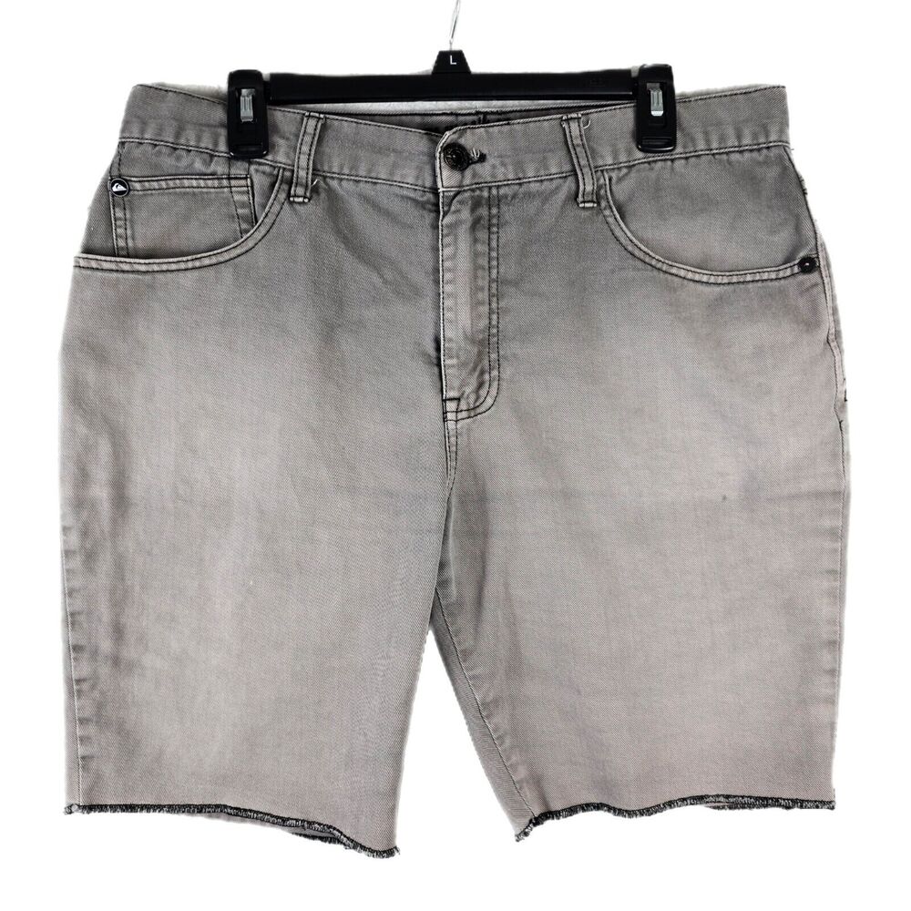 Vintage Quiksilver Denim Cut‎ Off Shorts 36 Grey Y2K Surf Skate Grunge 36x9